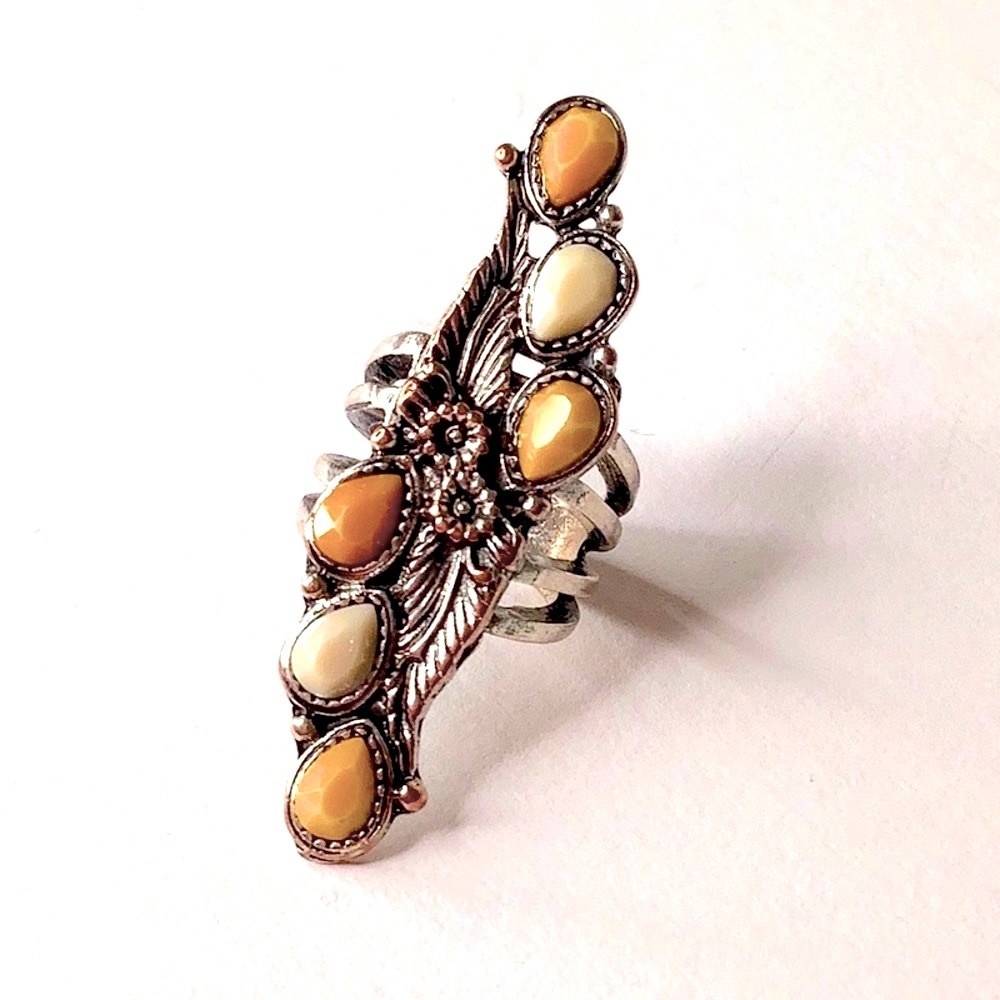 Lucky Brand Butterscotch Amber Ring Size 6-1/4